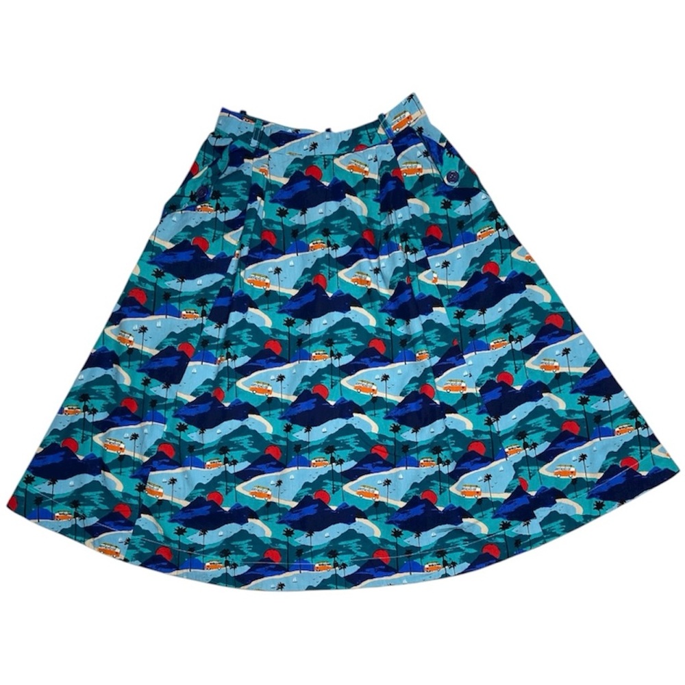 Emily and Fin Road Tripping Novelty Midi Skirt With Pockets Size XS